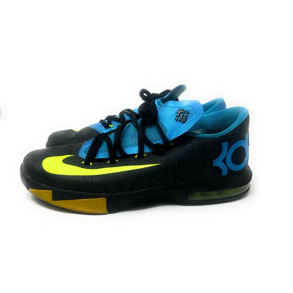 Nike KD 6 Away II 599424-010  Black/Volt/Blue Basketball Sneaker Shoes US 5Y - Picture 1 of 6